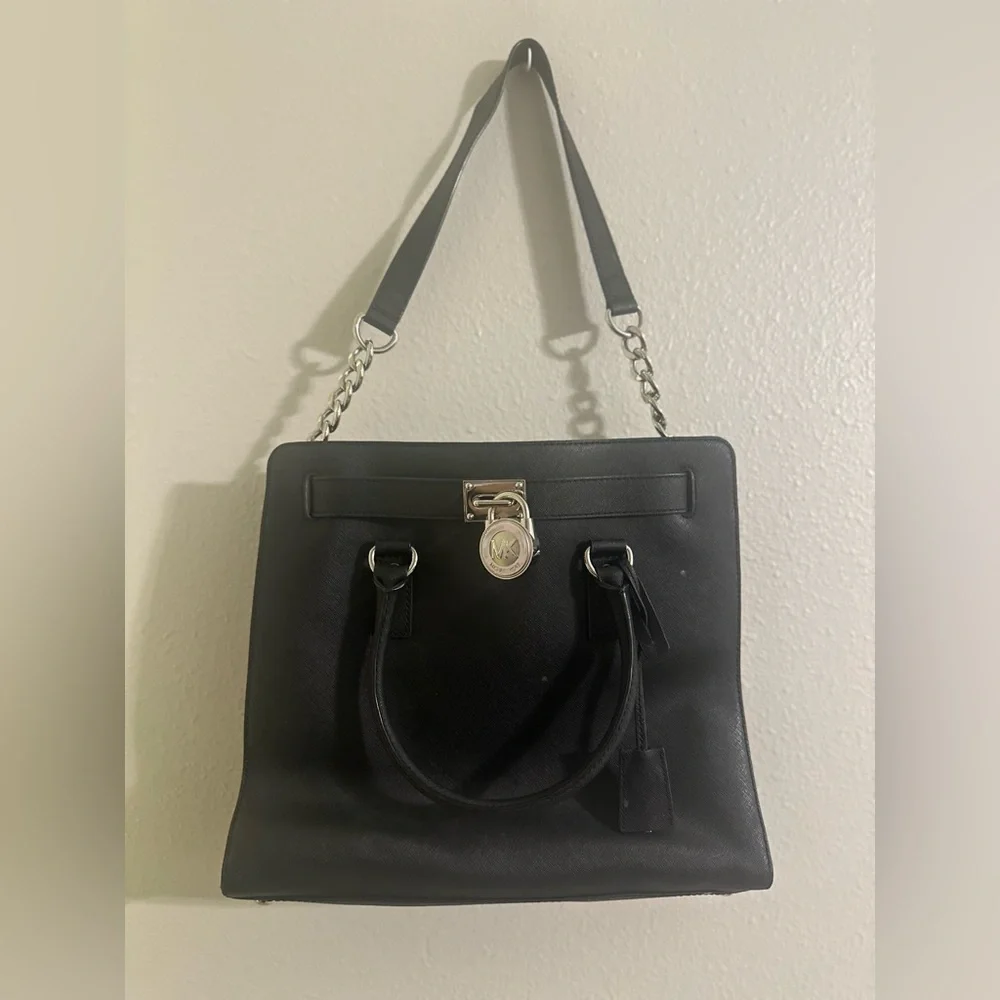 Michael Kors Black Tote with Silver Accents